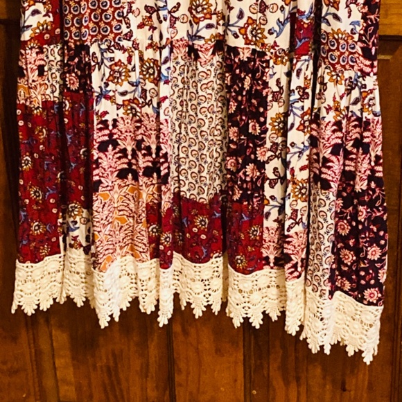 Patchwork Maxi Dress long Sleeve sz L 8-10/12 - Picture 10 of 10